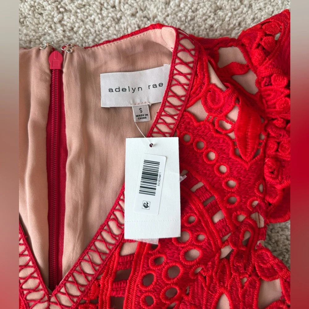Adelyn Rae Red Lace Midi Dress, size S, NWT - Picture 8 of 11